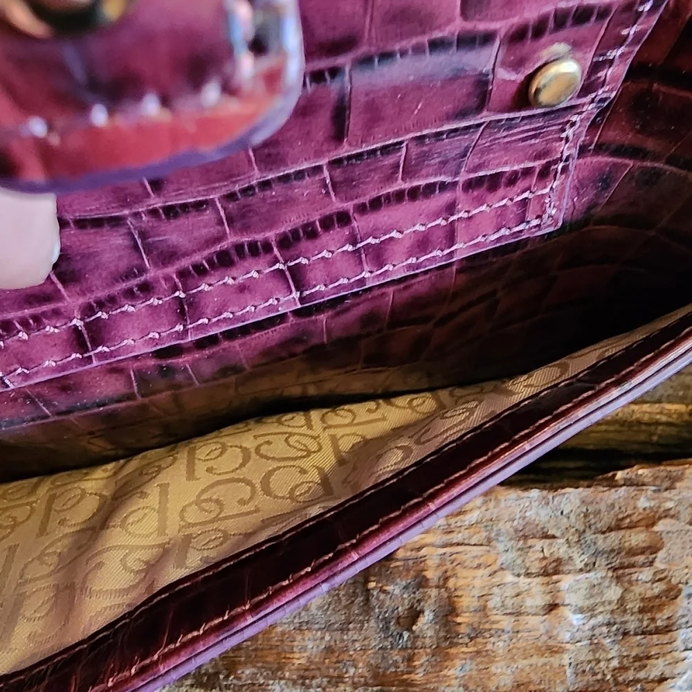 Charles David Purple Leather with Gold hardware Purse - Animal Embossed Print